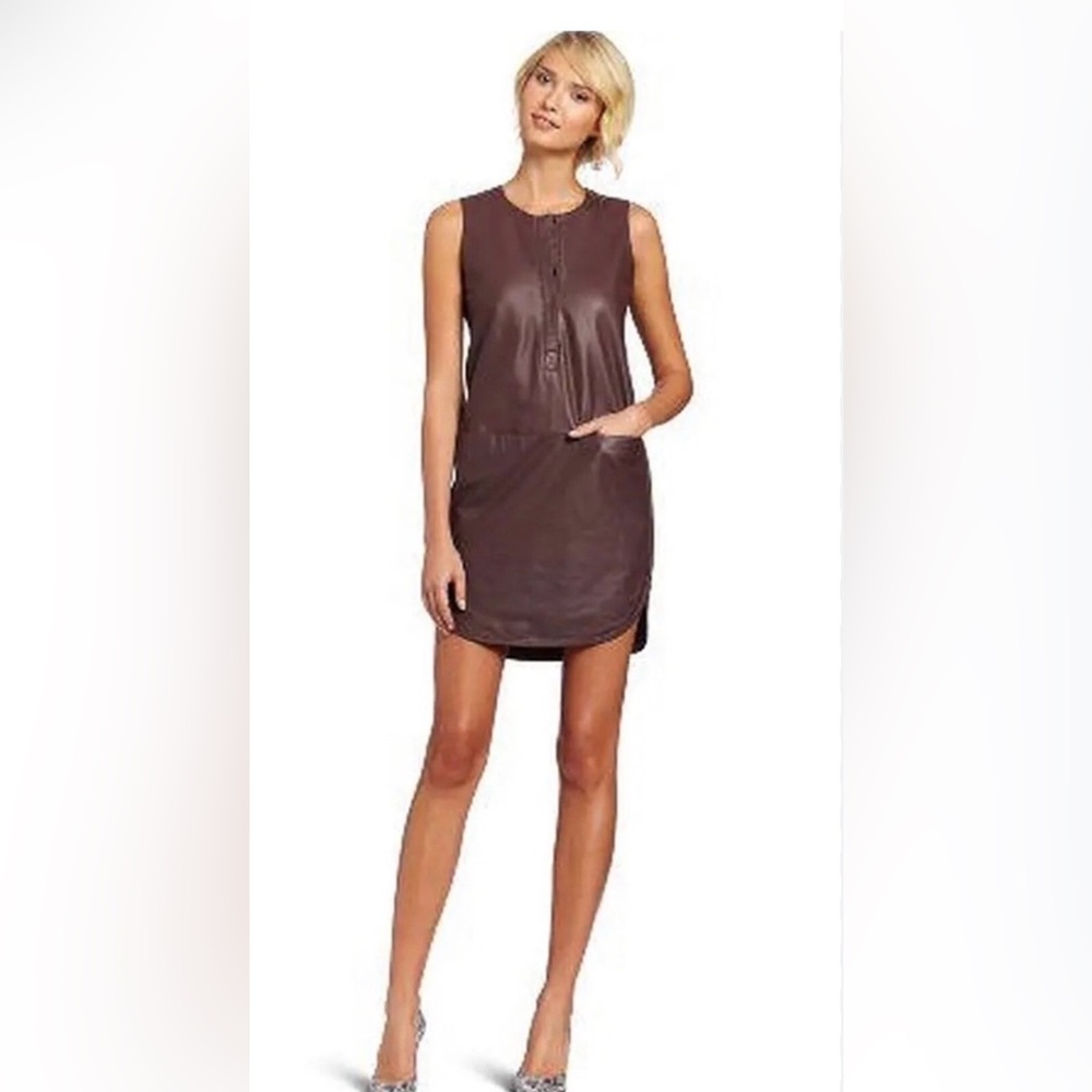 Rebecca Taylor Vegan Leather Brown Dress